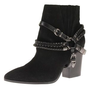 Steve Madden black suede westen harness booties